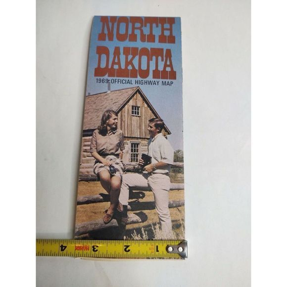 Vintage 1969 North Dakota Highway Road Travel Map John Deere Greyhound Ad - Picture 7 of 8